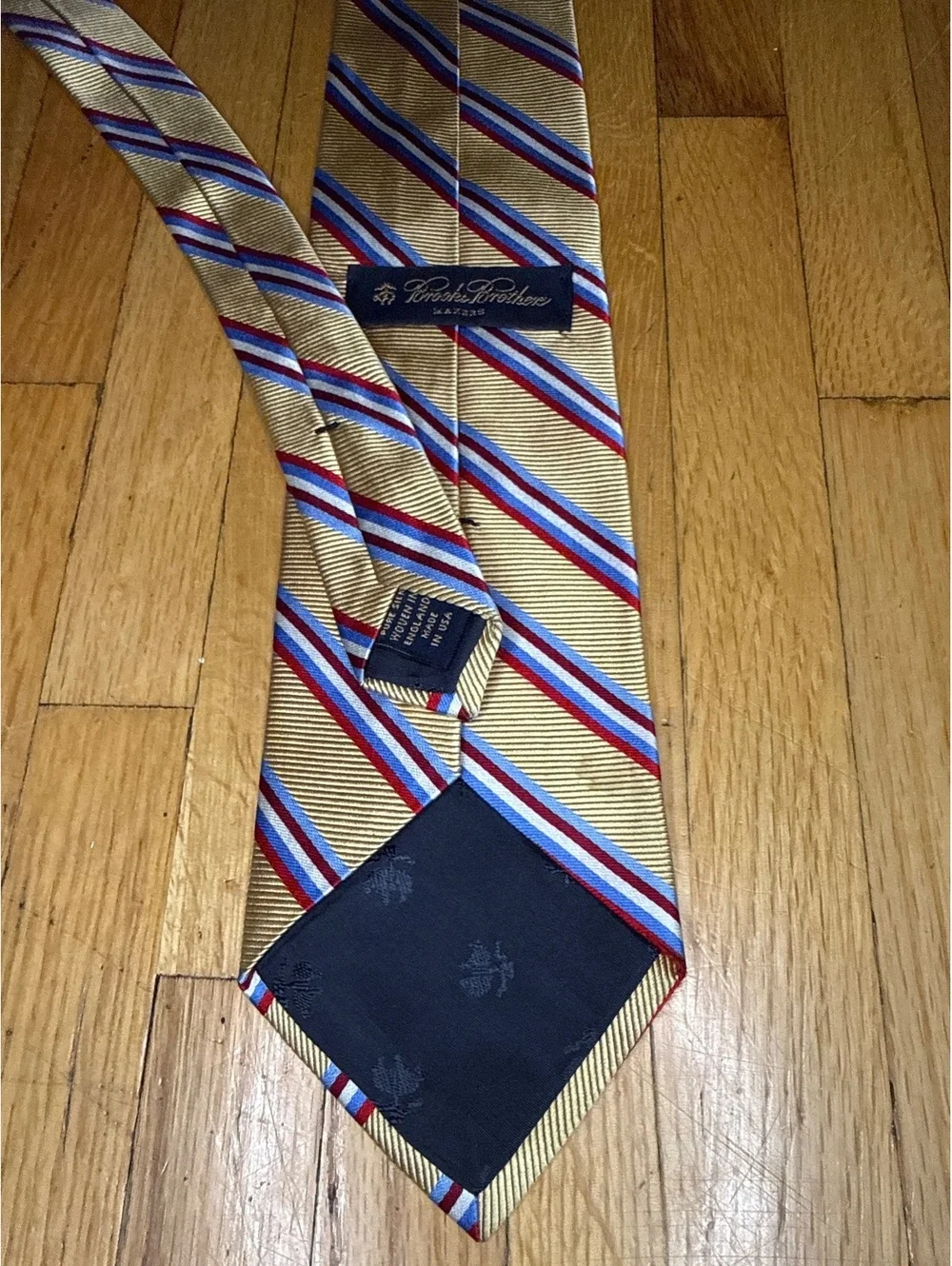 Vintage Brooks Brothers Makers Tie Pure Silk England USA Red Blue Stripe